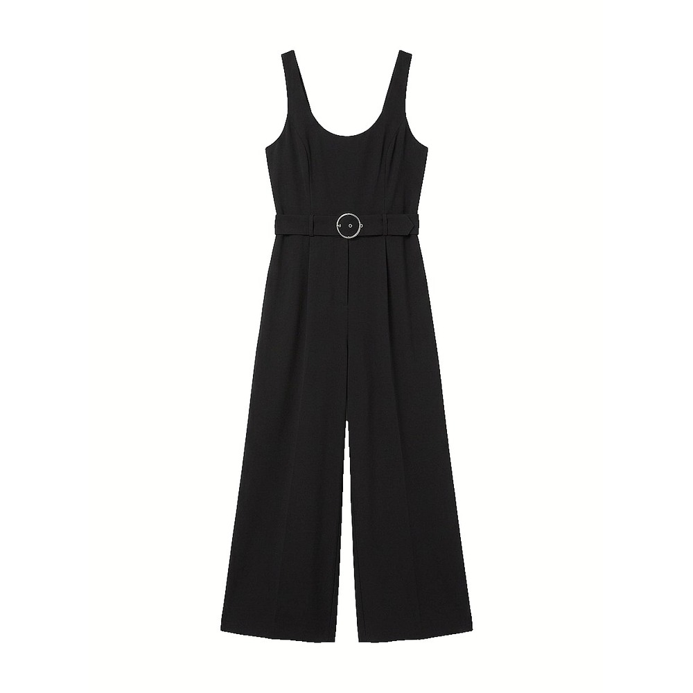 Club Monaco Women's Black Sleeveless Wide Leg Jumpsuit Belted One PC Romper Sz8
